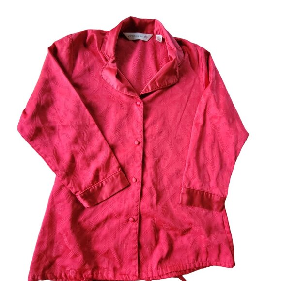 Victoria's Secret Red XS Womens PJ Set Button Up Top Brushed Cotton VTG Festive - Picture 2 of 16